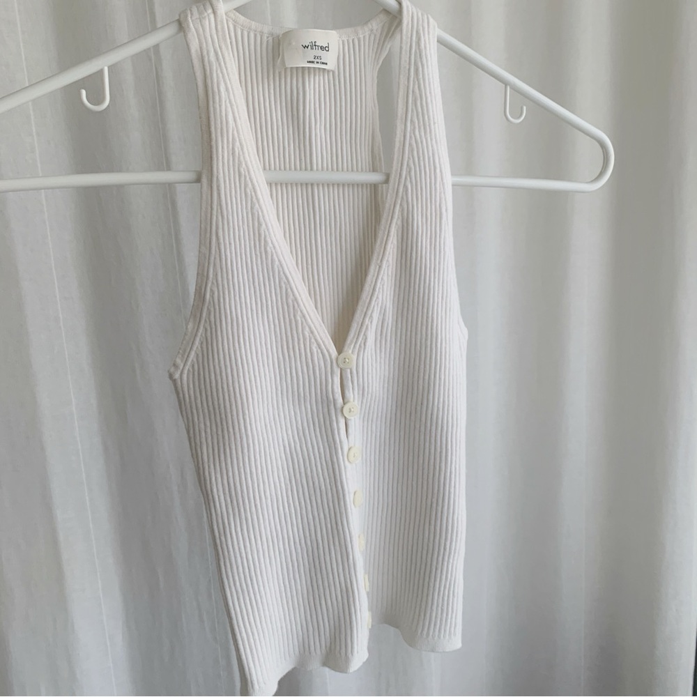 Wilfred Affinity Top | White Sweater Vest Tank Top